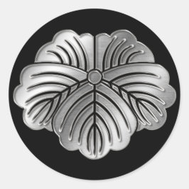 Pegatina Redonda Matsunaga Clan Kamon Silver Chrome