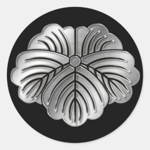 Pegatina Redonda Matsunaga Clan Kamon Silver Chrome