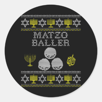 Pegatina Redonda Matzo Baller Funny Hanukkah Balls de Matzah