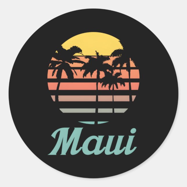 Pegatina Redonda Maui Hawaii (Anverso)