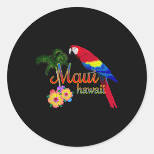 Pegatina Redonda Maui Hawaii Beach Aloha