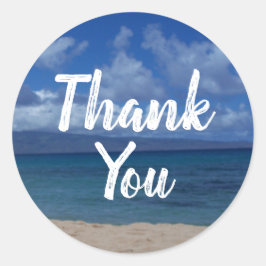 Pegatina Redonda Maui Hawaii Playa Vista al Océano