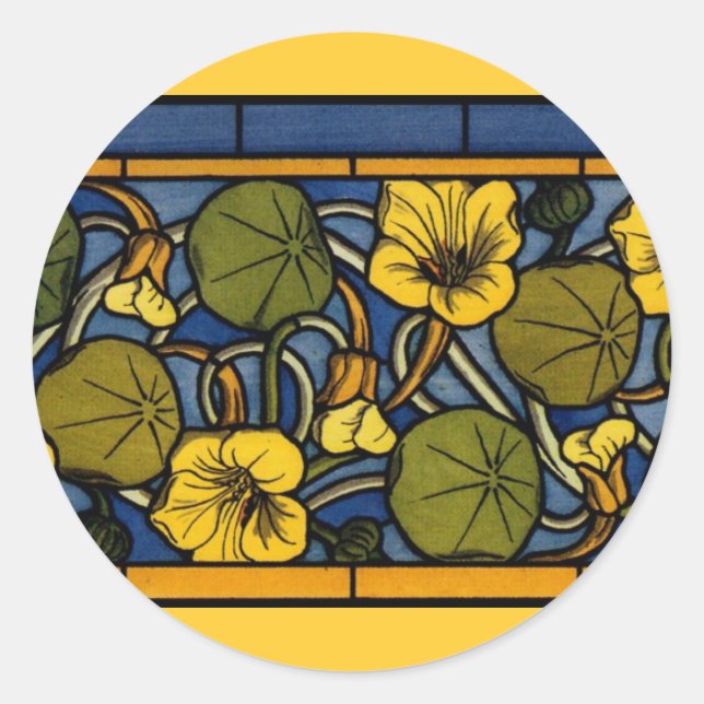 Pegatina Redonda Maurice Pillard ( dit Verneuil ) Floral Art Nouvea (Anverso)