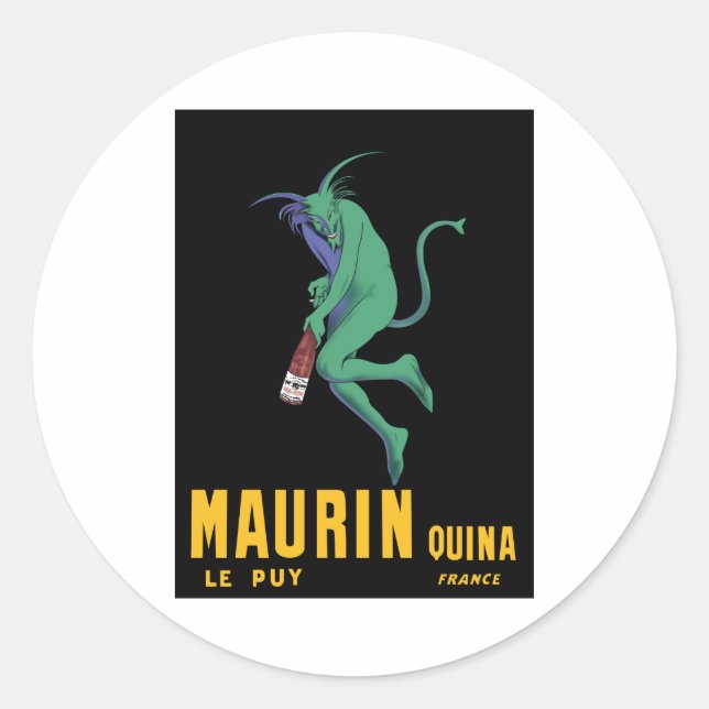 Pegatina Redonda Maurin Quina - Cappiello 1906 - Absinthe Apertif (Anverso)