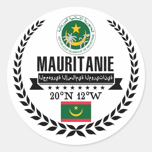 Pegatina Redonda Mauritania (Anverso)