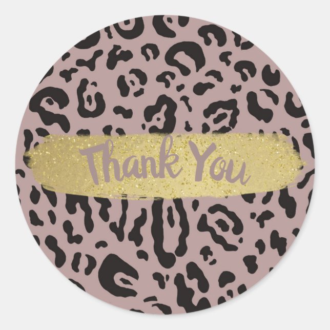 Pegatina Redonda Mauve Rubor Pink Cheetah Leopard Animal Fiesta (Anverso)