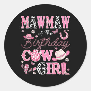 Pegatina Redonda Mawmaw De La Cowgirl De Cumpleaños Rodeo Occidenta