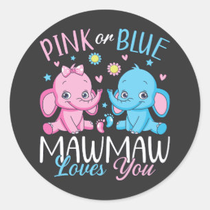 Pegatina Redonda Mawmaw Rosa O Azul Te Ama El Elefante Bebé