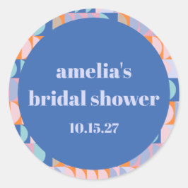 Pegatina Redonda Máximo Moderno Azul Púrpura Desayuno Nupcial Perso