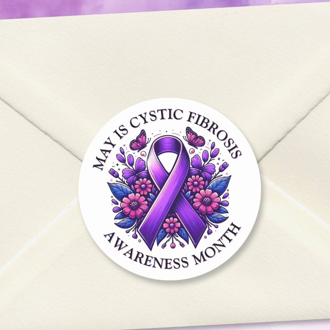 Pegatina Redonda May es el mes de la conciencia sobre la fibrosis q (Subido por el creador)