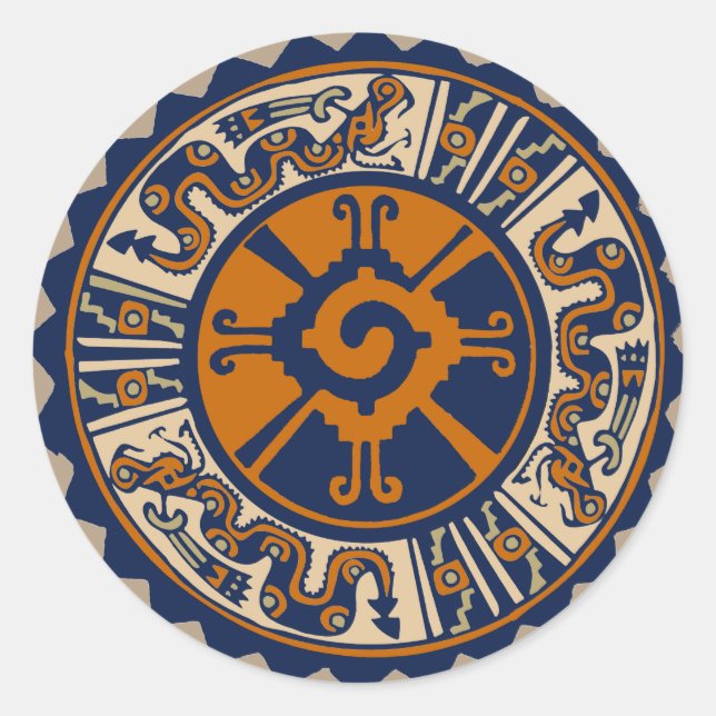Pegatina Redonda Mayan Hunab Ku (Anverso)