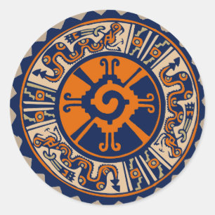 Pegatina Redonda Mayan Hunab Ku