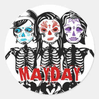 Pegatina Redonda mayday : color tocado