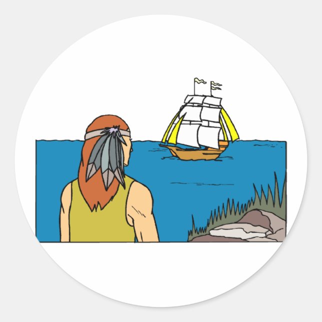 Pegatina Redonda Mayflower (Anverso)