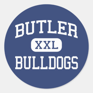 Pegatina Redonda Mayordomo - bulldoges - joven - Waukesha Wisconsin