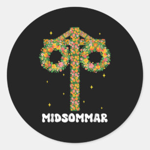 Pegatina Redonda Maypole Midsommar Suecia del solsticio de verano