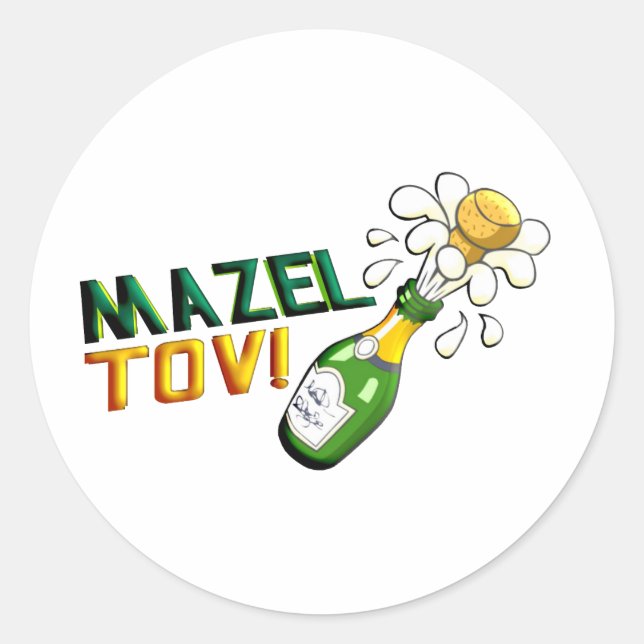 Pegatina Redonda Mazel Tov (Anverso)