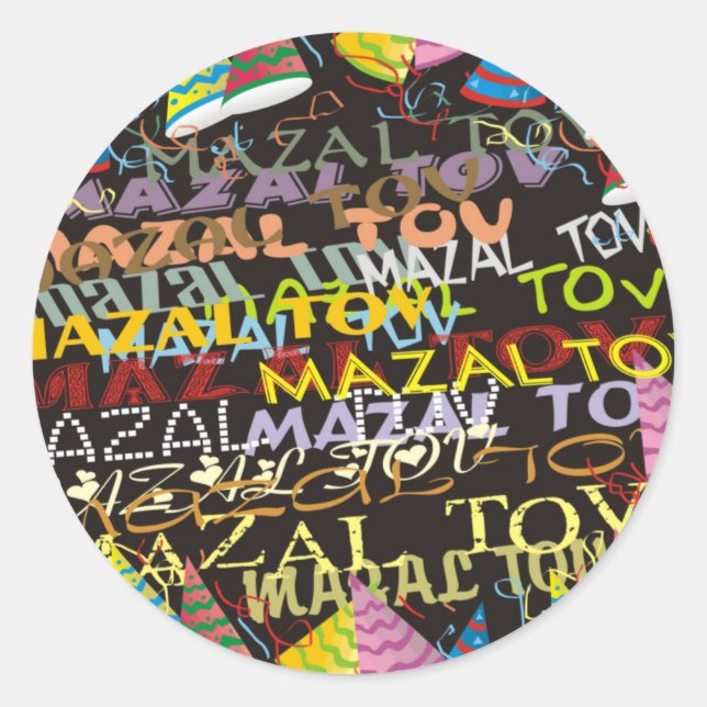 Pegatina Redonda Mazel Tov (Anverso)