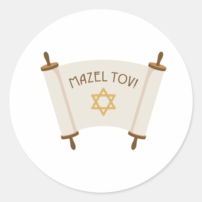 Pegatina Redonda Mazel Tov (Anverso)