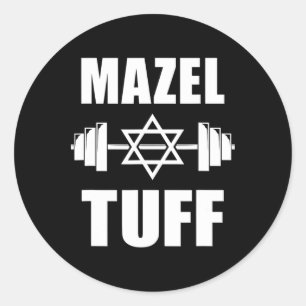 Pegatina Redonda Mazel Tuff Funny Jewish Workout