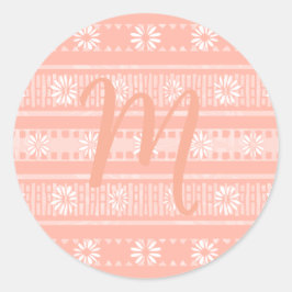 Pegatina Redonda MAZIPOODLES Floral Striped Ribbed Knitting Card