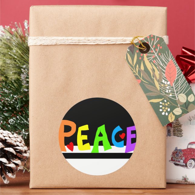 Pegatina Redonda MAZIPOODLES Peace Rainbow (Vacaciones)