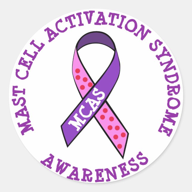 Pegatina Redonda MCAS Mast Cell Activation Syndrome Awareness (Anverso)
