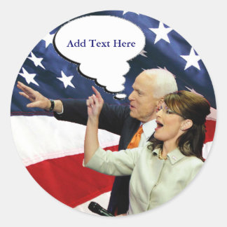 Pegatina Redonda McCain Palin Speaks