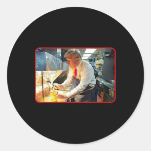 Pegatina Redonda Mcdon 2024 Funny Donald Trump Cocina francesa frit