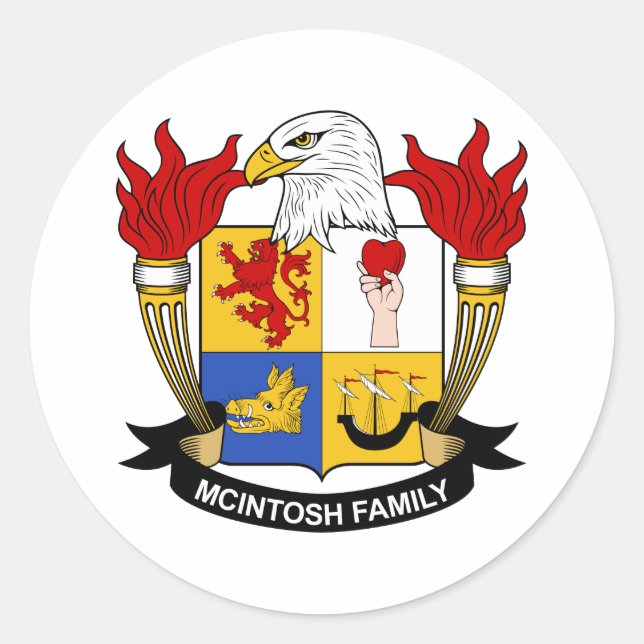 Pegatina Redonda McIntosh Family Crest (Anverso)