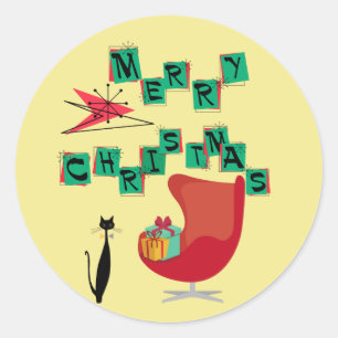 Pegatina Redonda MCM Atacante a Navidades de la era atómica