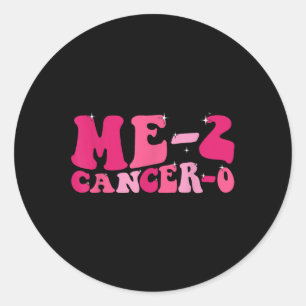 Pegatina Redonda Me 2 Cáncer 0 Golpeo al Cáncer Dos Veces Groovy Re