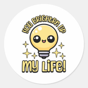 Pegatina Redonda ¡Me Aclaras La Vida! Cute Lightbulbo Pun