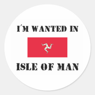 Pegatina Redonda Me buscan en la Isla de Man