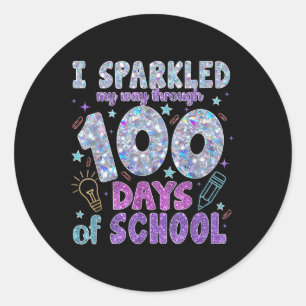 Pegatina Redonda Me Caminé A Lo Largo De 100 Días En La Escuela 100