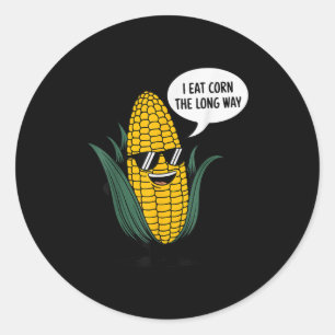 Pegatina Redonda Me Comí Maíz A Largo Camino Comida Cita El Amor De