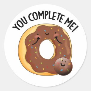 Pegatina Redonda Me Completas Comida Graciosa Donut Pun