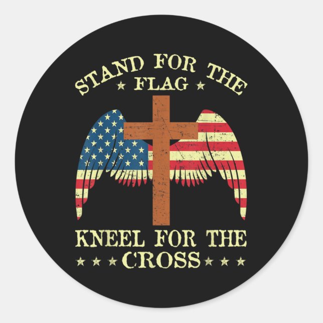 Pegatina Redonda Me Defiendo Al Arrodillo De La Bandera Para El Mon (Anverso)