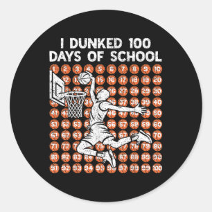 Pegatina Redonda Me Dormí 100 Días De Básquetbol Escolar 100 Días O