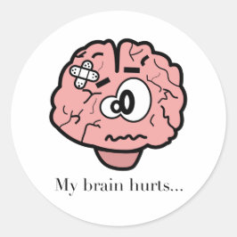 Pegatina Redonda Me duele el cerebro