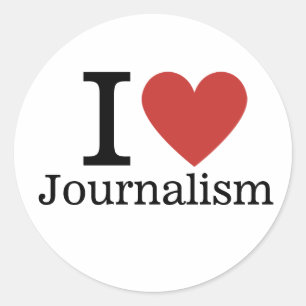 Pegatina Redonda Me ❤️ el periodismo para estudiantes/profesores