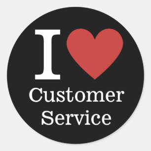 Pegatina Redonda Me ❤️ el PERSONALIZADO de Servicio al Cliente (par