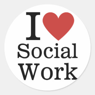 Pegatina Redonda Me ❤️ el trabajo social para estudiantes/profesore