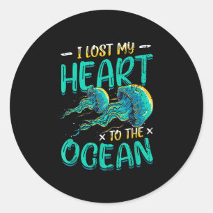 Pegatina Redonda Me enamoré de las medusas del océano 