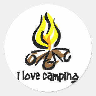 Pegatina Redonda me encanta acampar