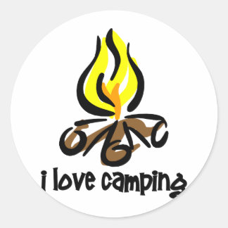 Pegatina Redonda me encanta acampar