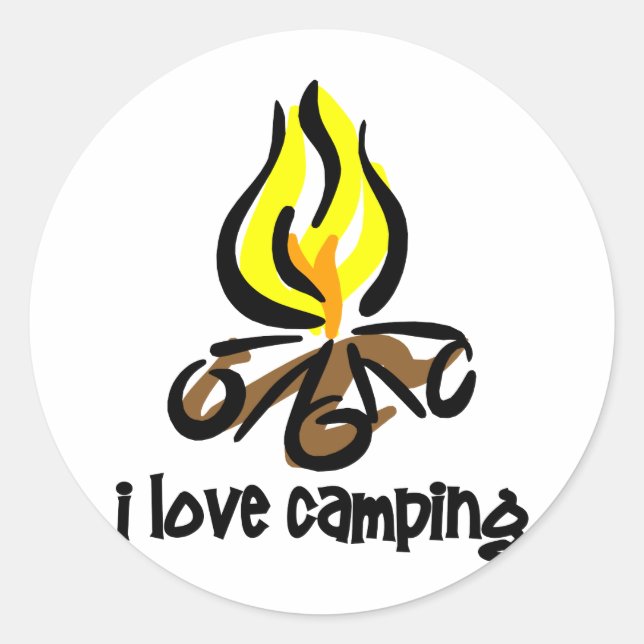 Pegatina Redonda me encanta acampar (Anverso)