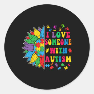 Pegatina Redonda Me Encanta Alguien Con Autismo Aburrido Autismo Gi