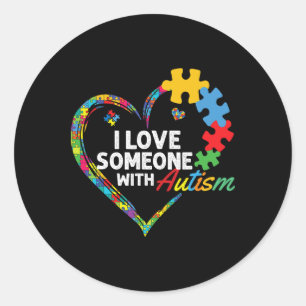 Pegatina Redonda Me Encanta Alguien Con El Rompecabezas Del Corazón
