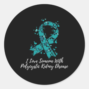 Pegatina Redonda Me Encanta Alguien Con Enfermedad Polística Del Ri